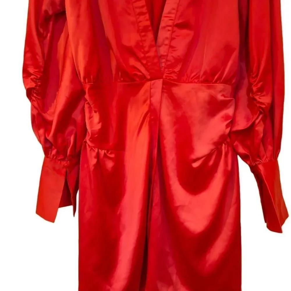 Missguided Women's Hot Pink Poly/Spandex Satin Plunge Wrap Dress - Picture 2 of 11